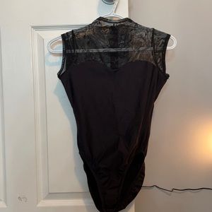 black breathable stretchy body suit/leotard